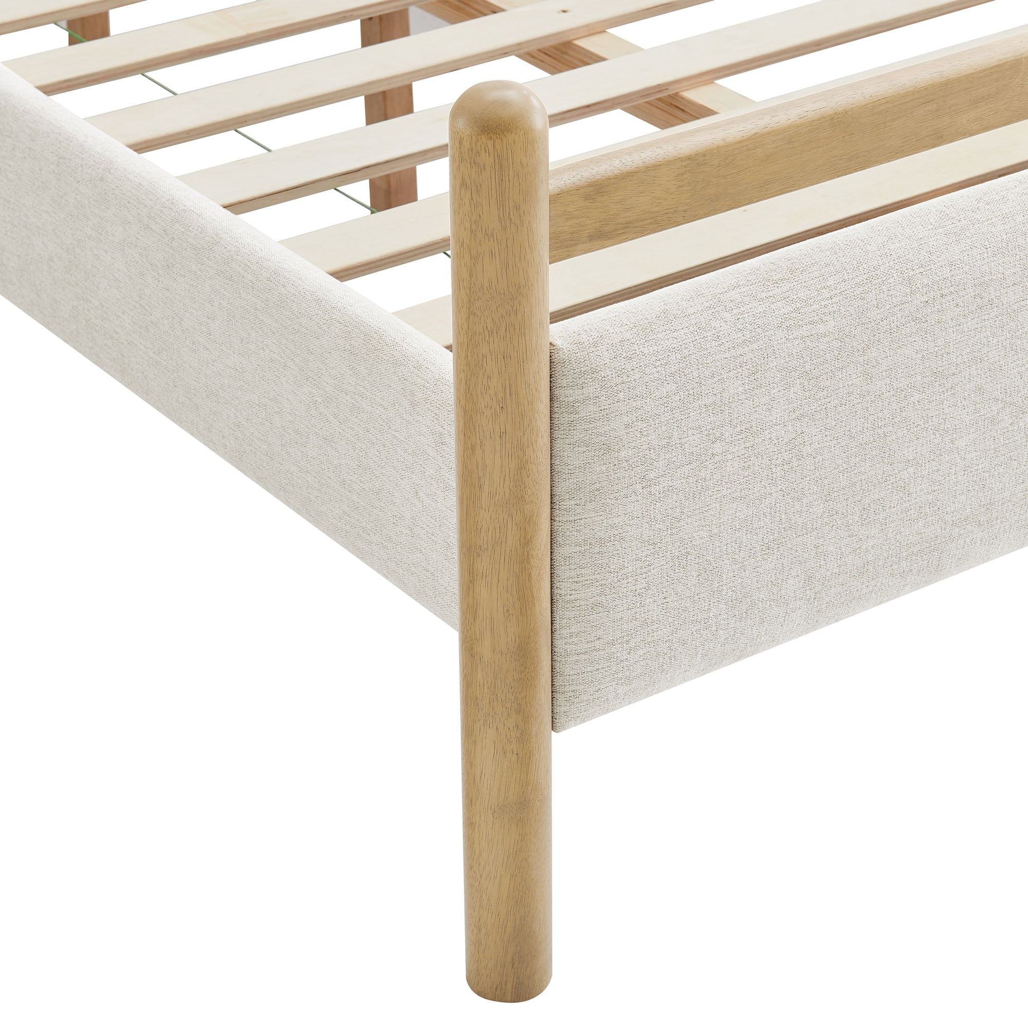 Ginny Twin Size Platform Bed Frame - Light Oak Heathered Ivory