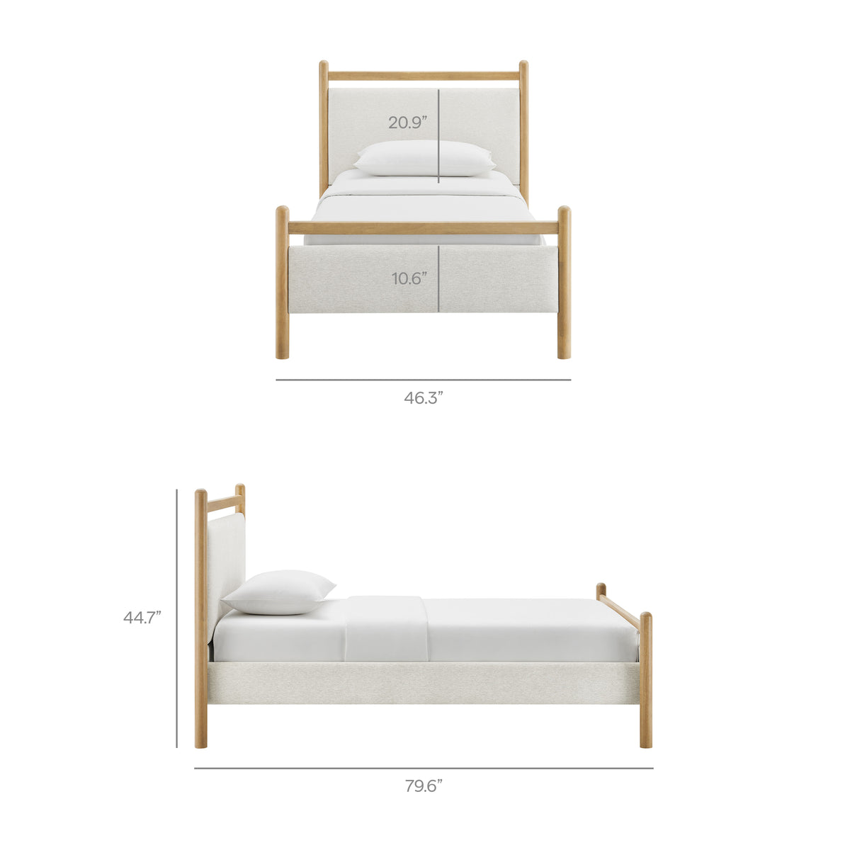 Ginny Twin Size Platform Bed Frame - Light Oak Heathered Ivory