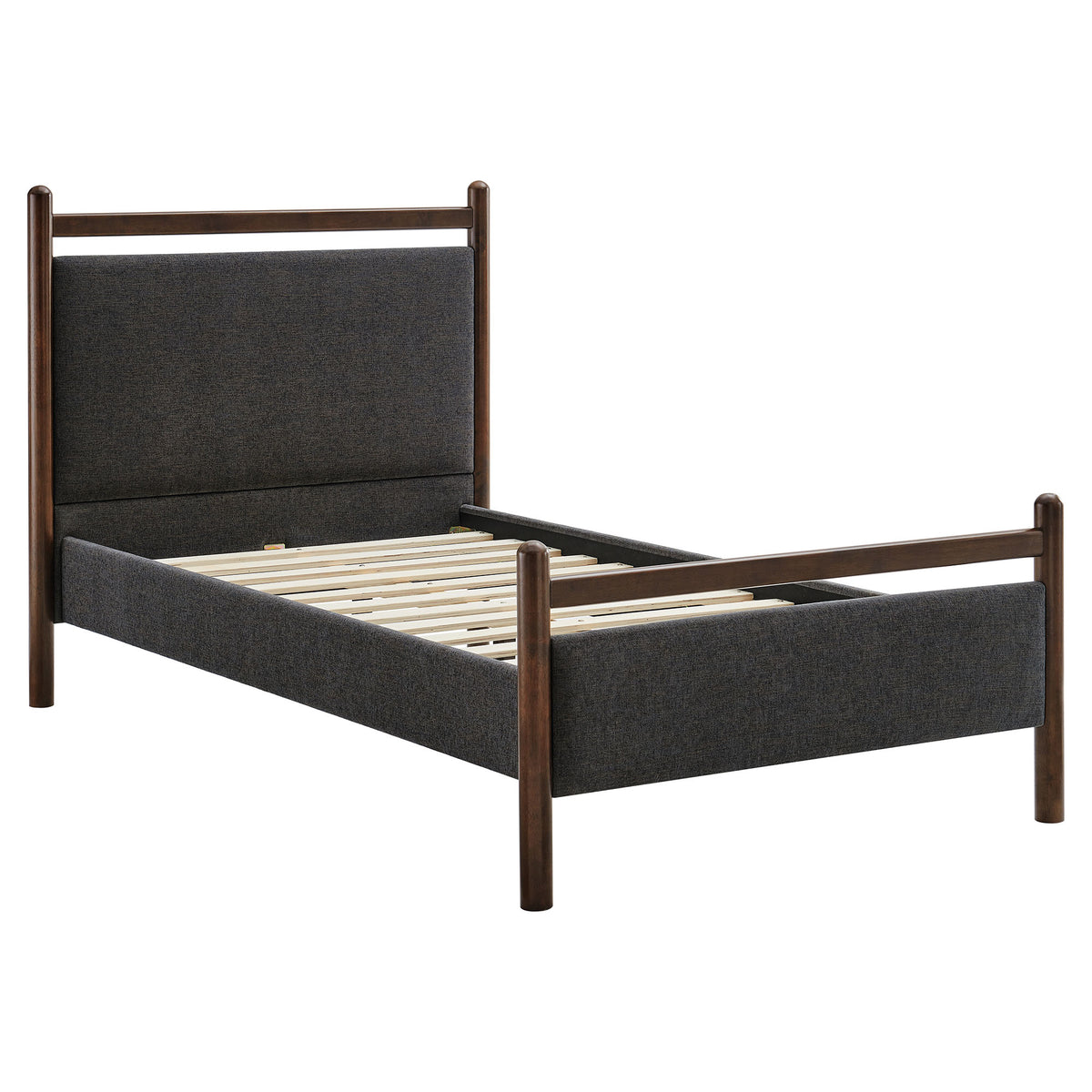 Ginny Twin Size Platform Bed Frame - Wenge Heathered Dark Gray