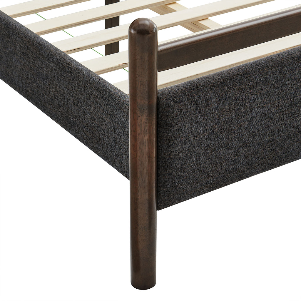 Ginny Twin Size Platform Bed Frame - Wenge Heathered Dark Gray