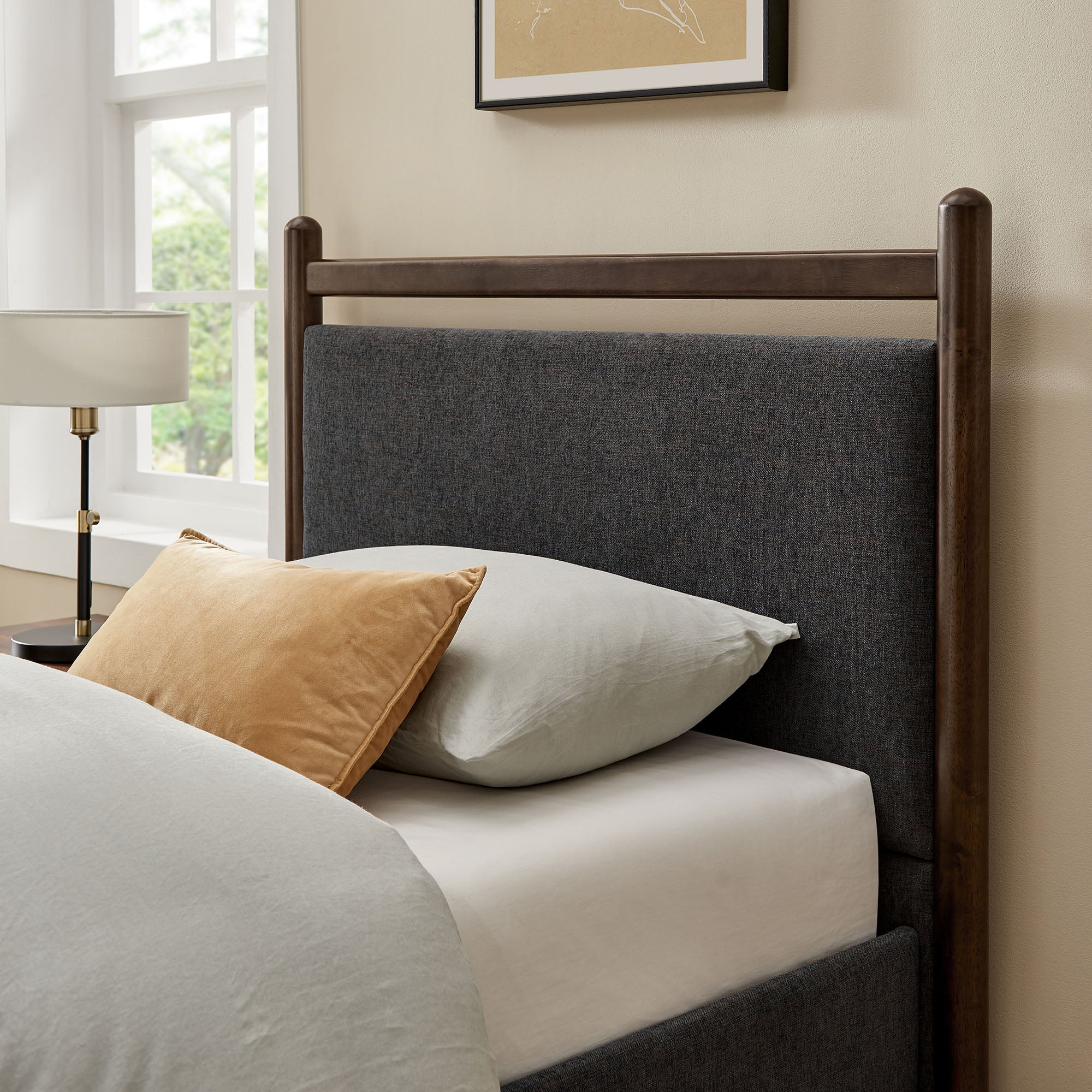Ginny Twin Size Platform Bed Frame - Wenge Heathered Dark Gray
