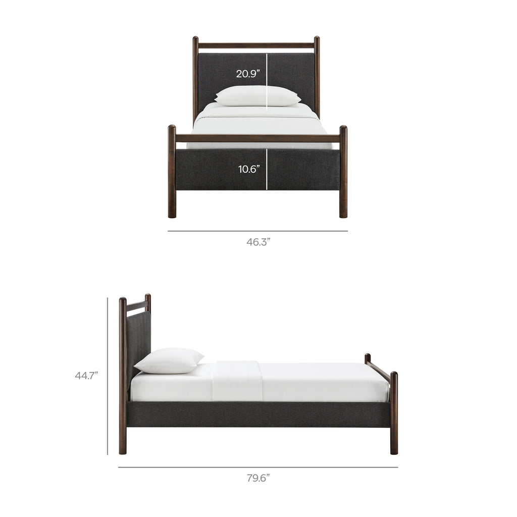 Ginny Twin Size Platform Bed Frame - Wenge Heathered Dark Gray