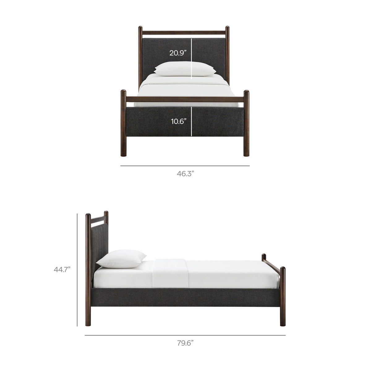 Ginny Twin Size Platform Bed Frame - Wenge Heathered Dark Gray