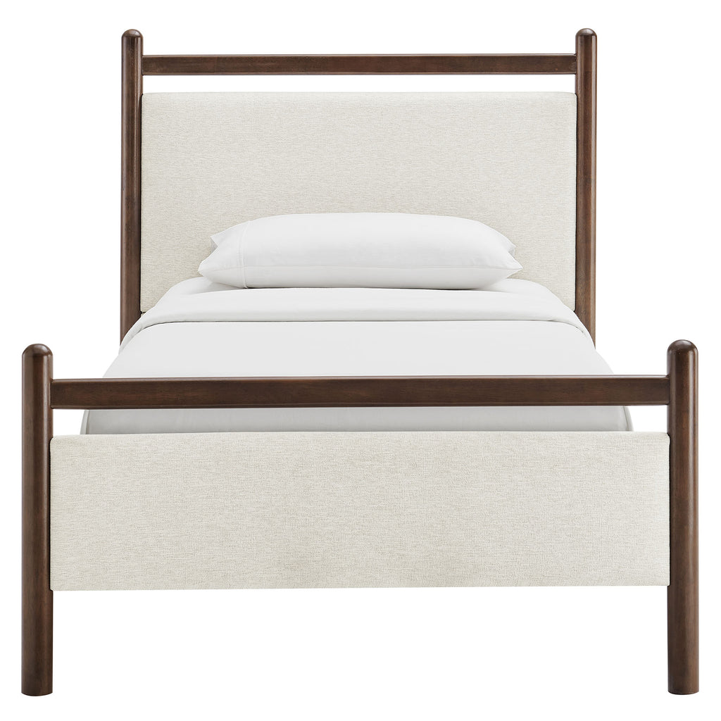 Ginny Twin Size Platform Bed Frame - Wenge Heathered Ivory