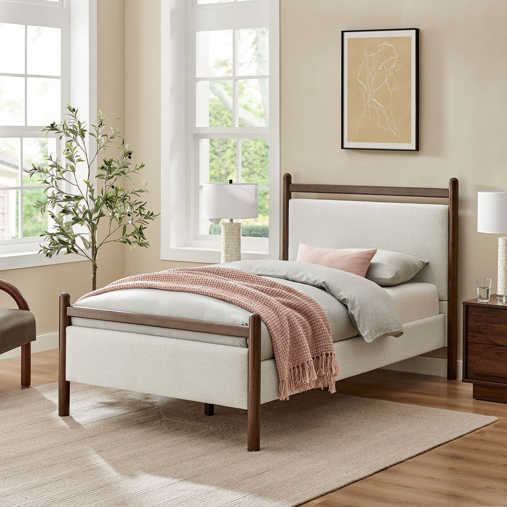 Ginny Twin Size Platform Bed Frame - Wenge Heathered Ivory