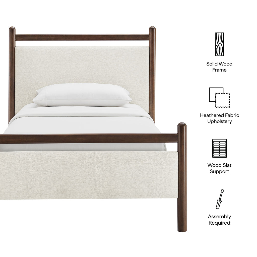 Ginny Twin Size Platform Bed Frame - Wenge Heathered Ivory