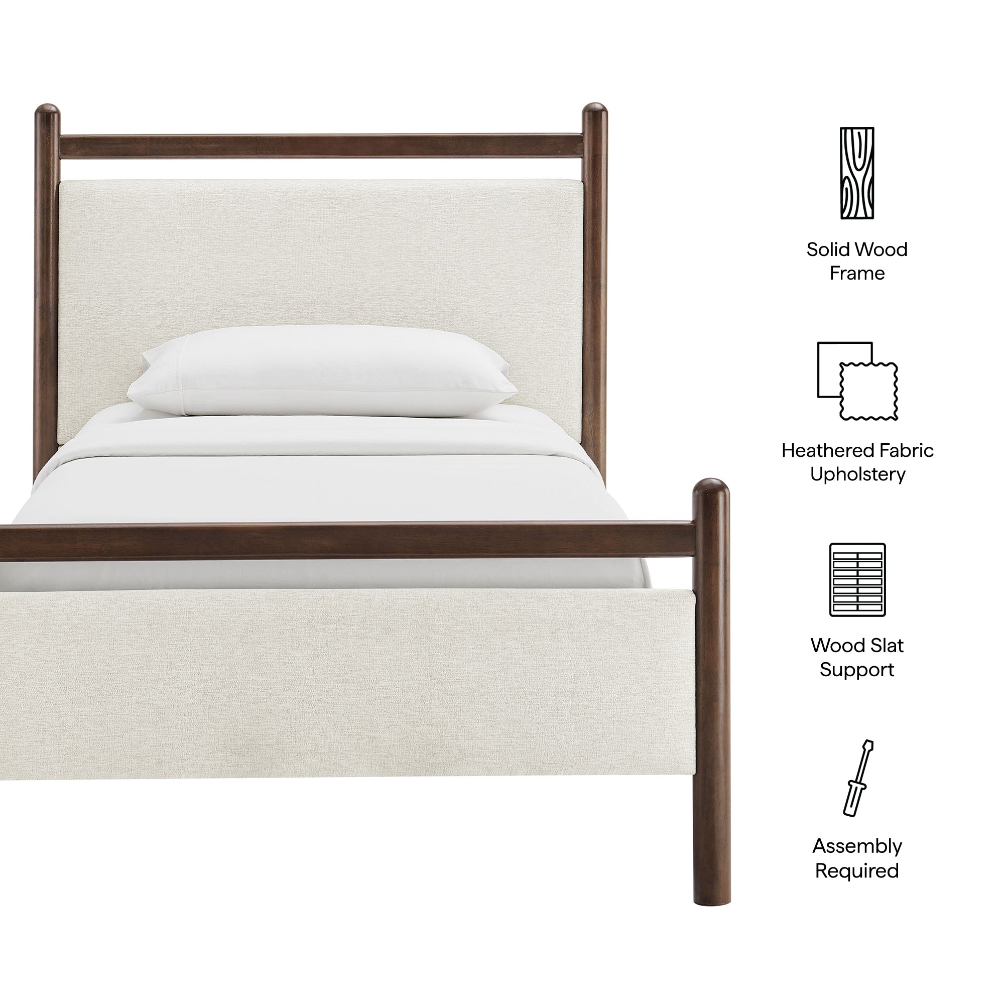 Ginny Twin Size Platform Bed Frame - Wenge Heathered Ivory