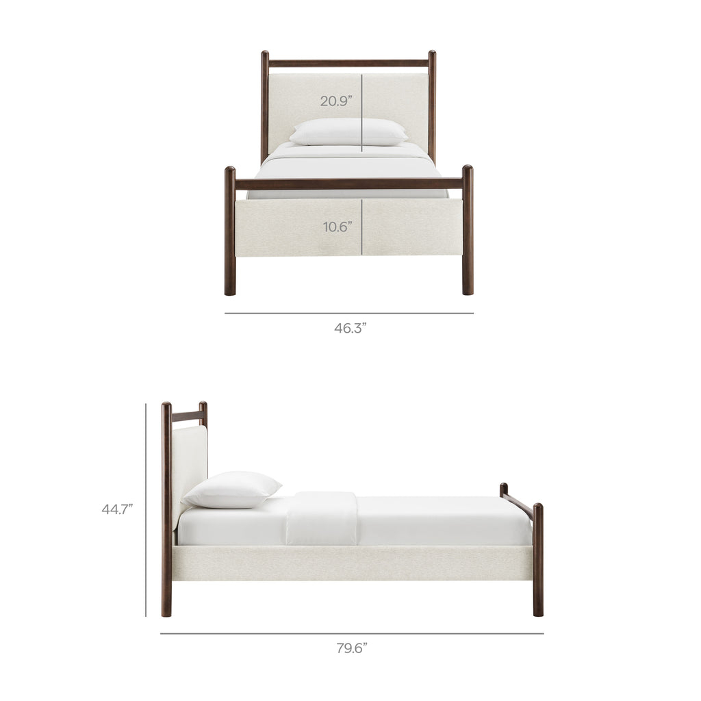 Ginny Twin Size Platform Bed Frame - Wenge Heathered Ivory