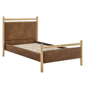Ginny Twin Size Vegan Leather Platform Bed Frame - Light Oak Canyon