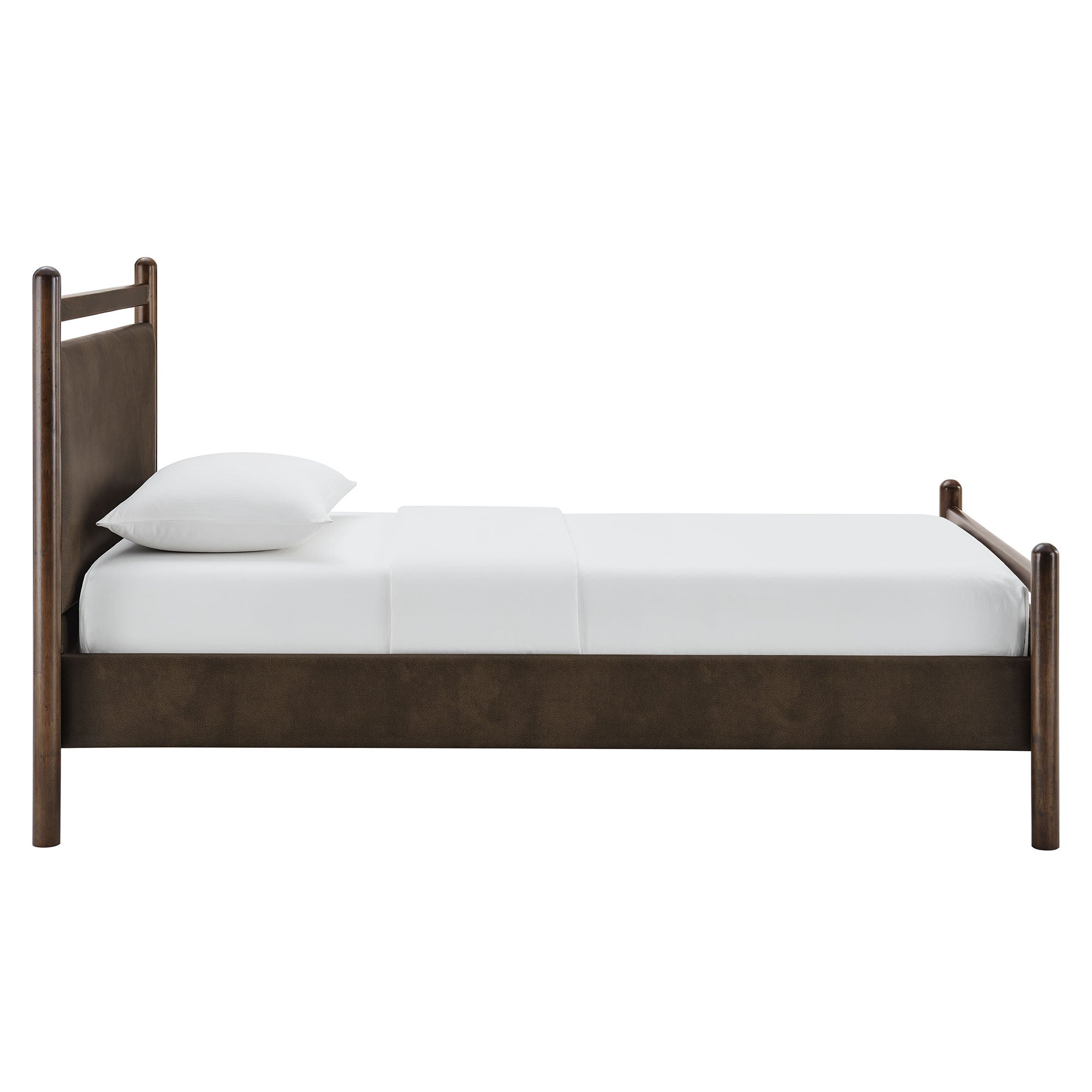 Ginny Twin Size Vegan Leather Platform Bed Frame - Wenge Mushroom