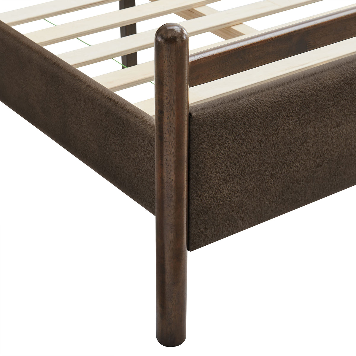 Ginny Twin Size Vegan Leather Platform Bed Frame - Wenge Mushroom