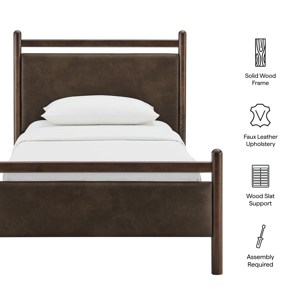 Ginny Twin Size Vegan Leather Platform Bed Frame - Wenge Mushroom