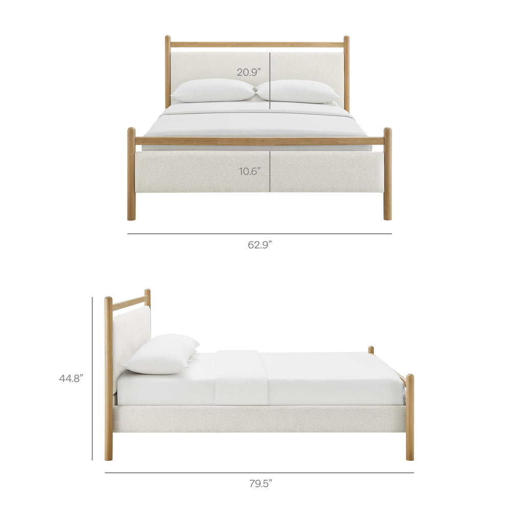 Ginny Full Size Platform Bed Frame - Light Oak Heathered Ivory