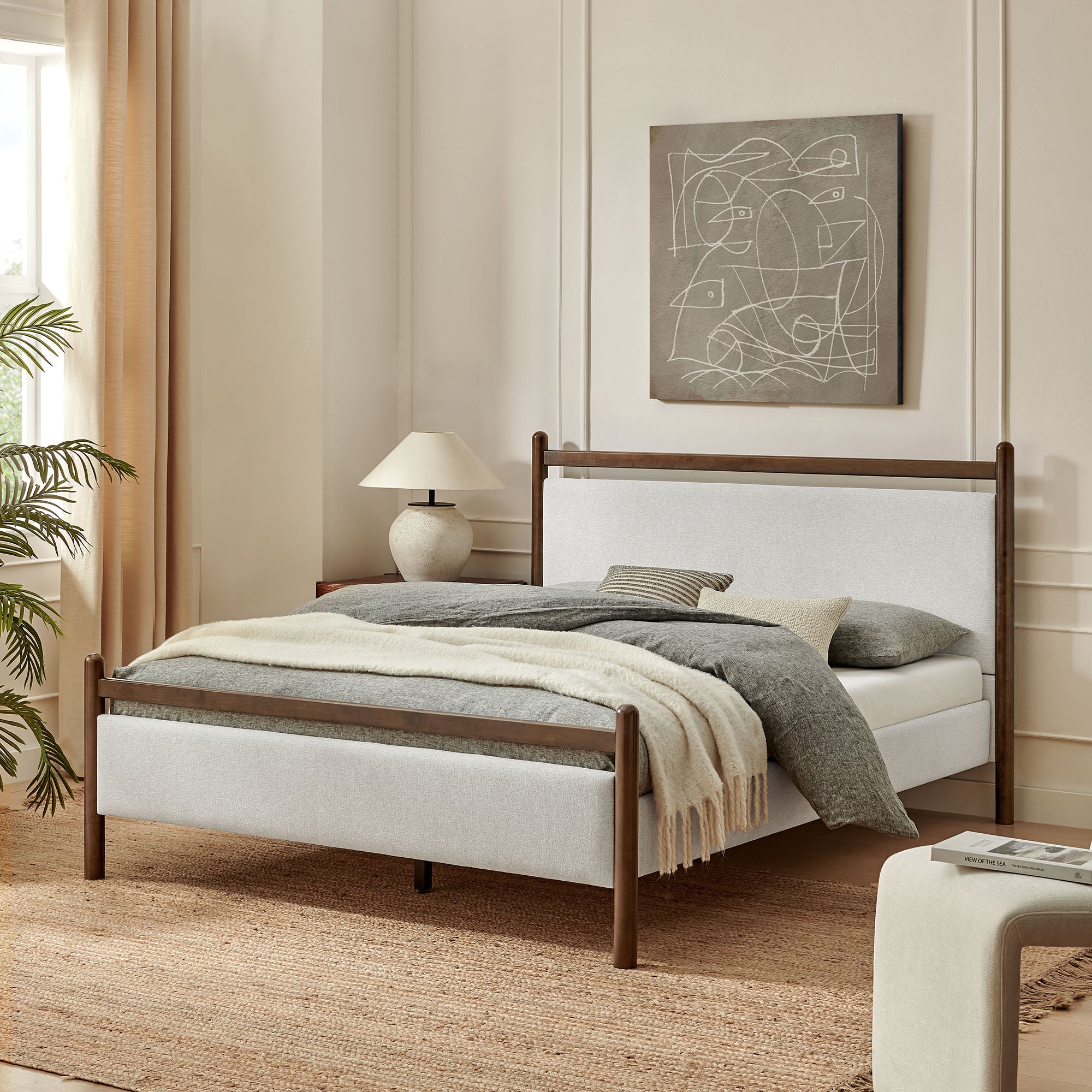 Ginny Full Size Platform Bed Frame - Wenge Heathered Ivory