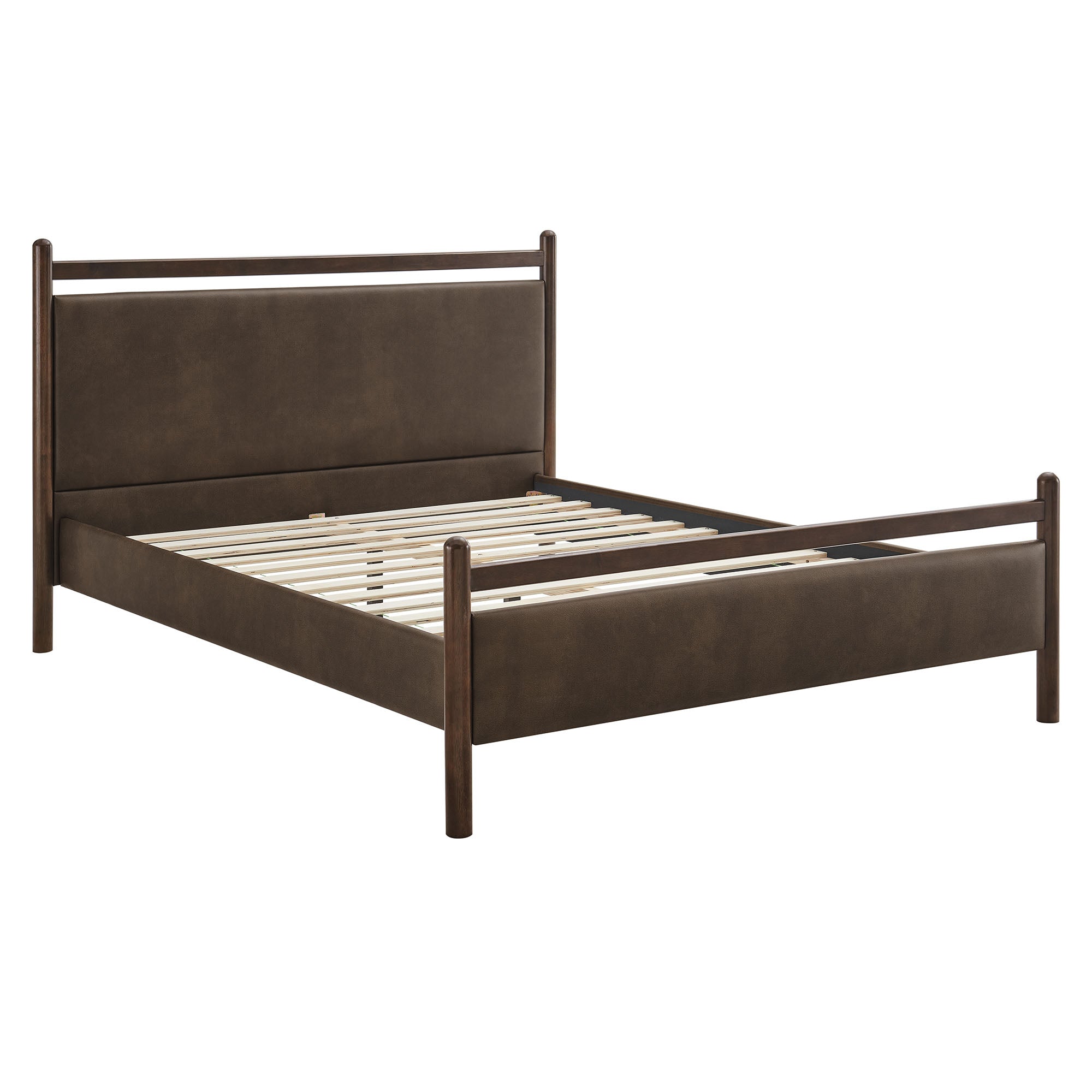 Ginny Full Size Vegan Leather Platform Bed Frame - Wenge Mushroom