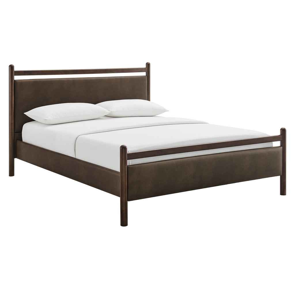 Ginny Full Size Vegan Leather Platform Bed Frame - Wenge Mushroom