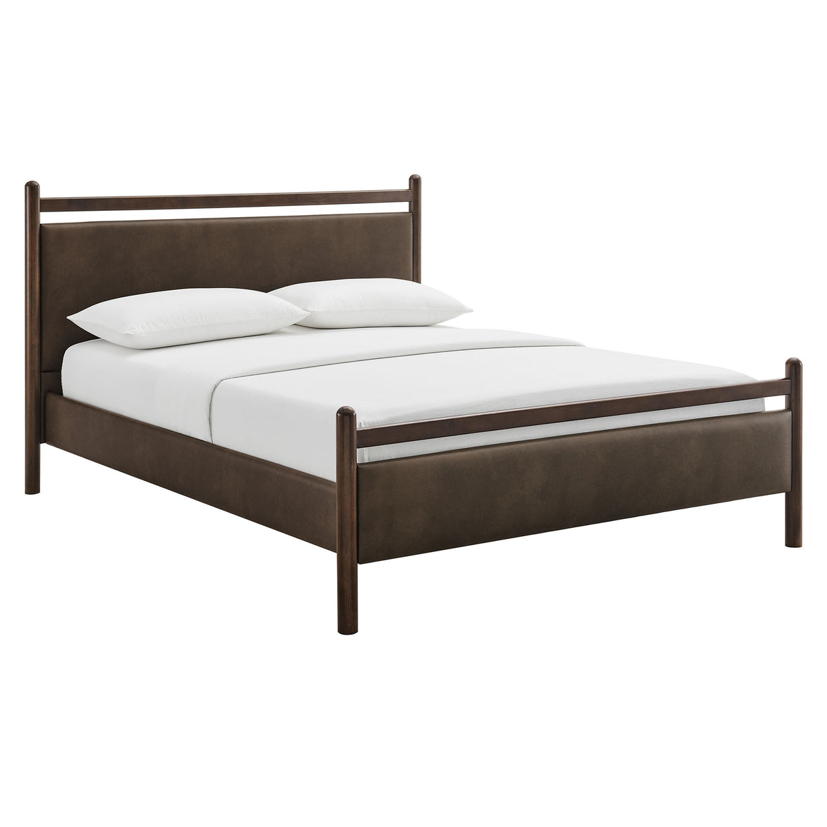 Ginny Full Size Vegan Leather Platform Bed Frame - Wenge Mushroom