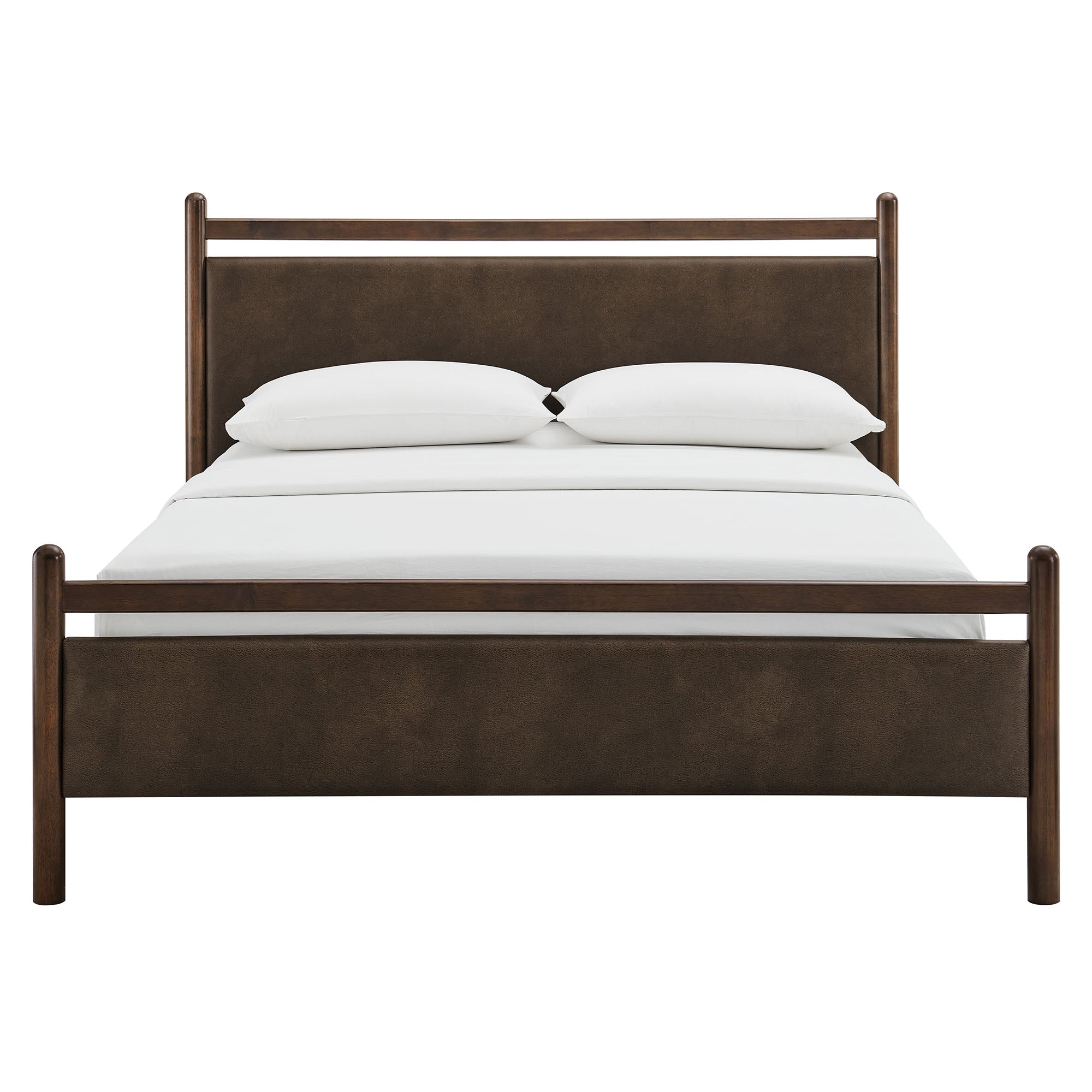 Ginny Full Size Vegan Leather Platform Bed Frame - Wenge Mushroom