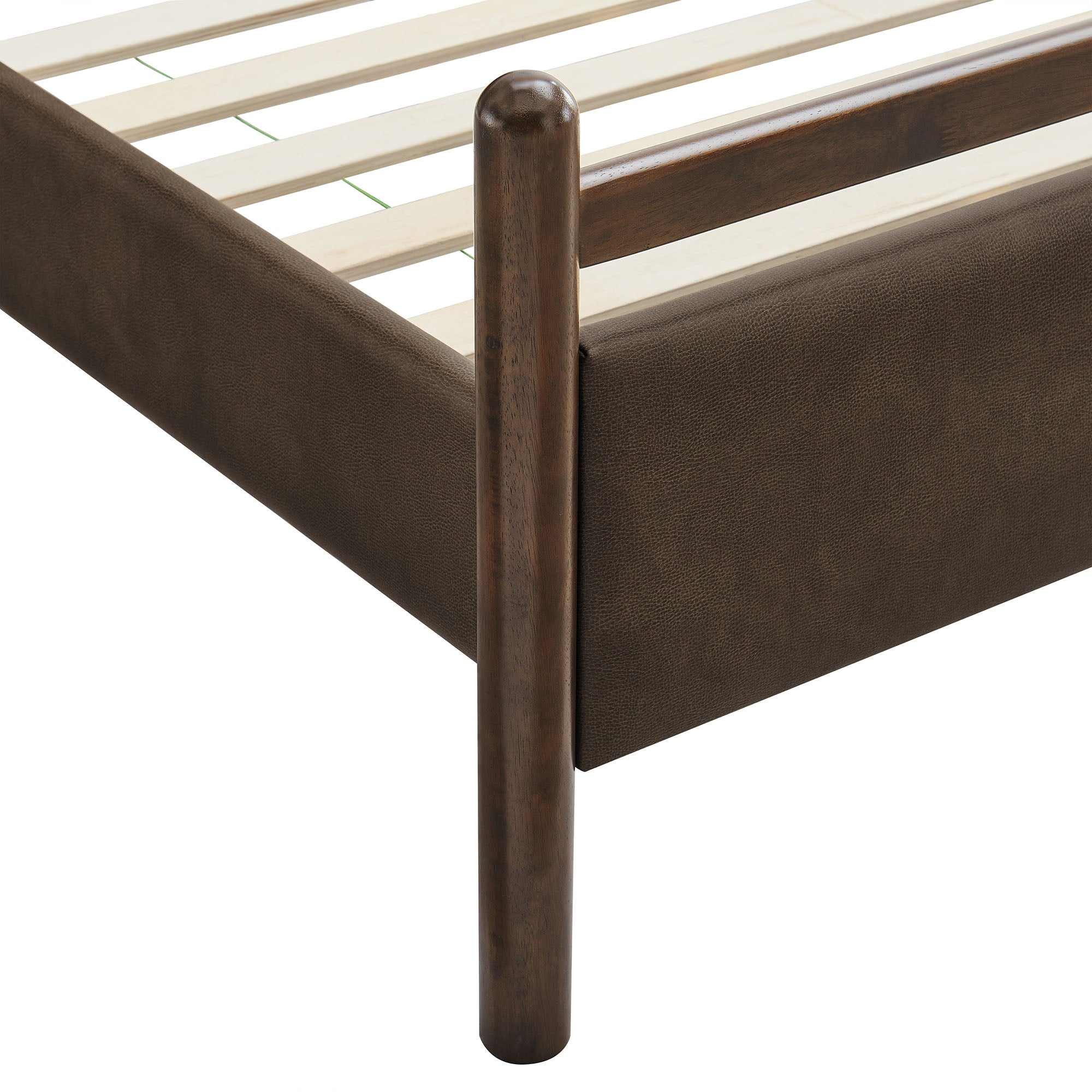 Ginny Full Size Vegan Leather Platform Bed Frame - Wenge Mushroom