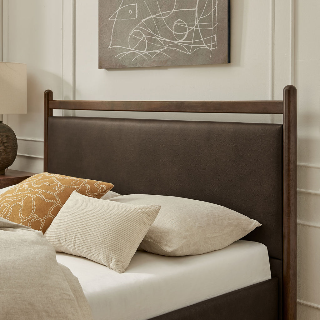 Ginny Full Size Vegan Leather Platform Bed Frame - Wenge Mushroom