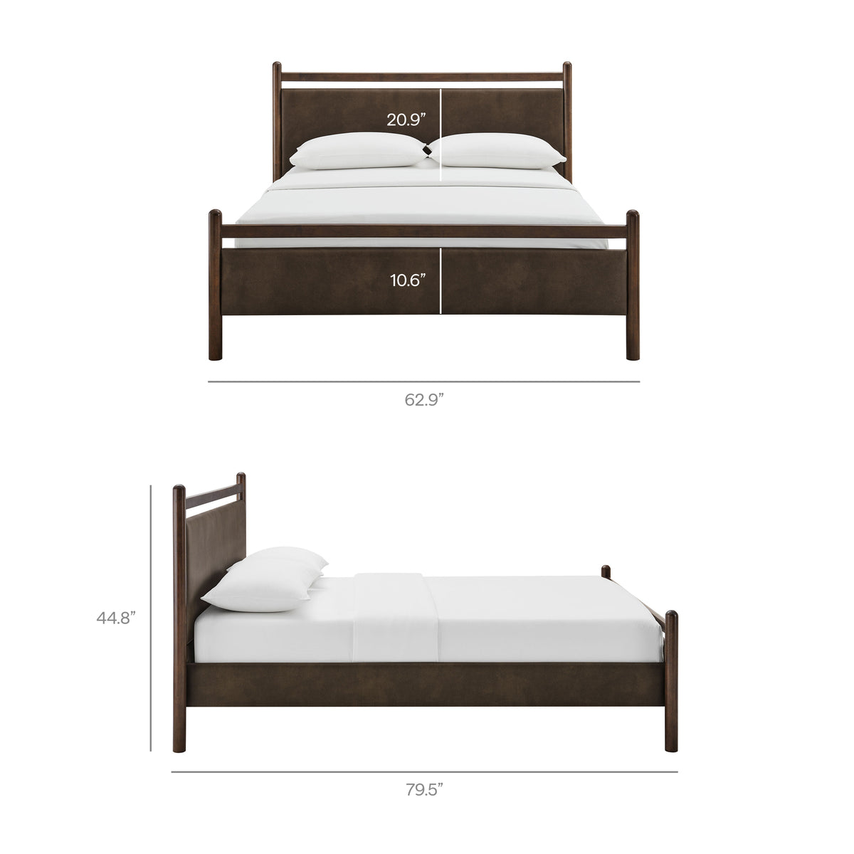 Ginny Full Size Vegan Leather Platform Bed Frame - Wenge Mushroom