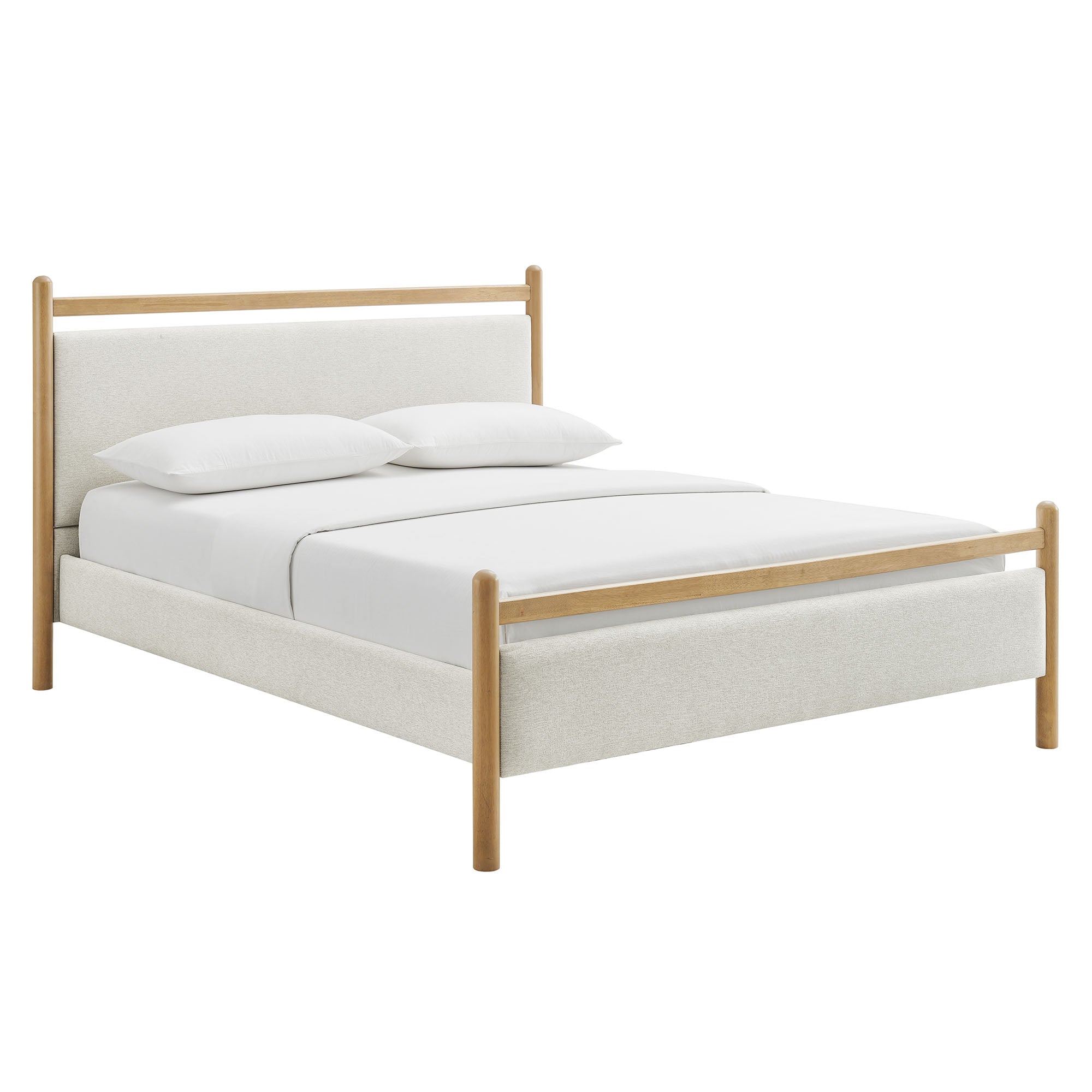 Ginny Queen Size Platform Bed Frame - Light Oak Heathered Ivory