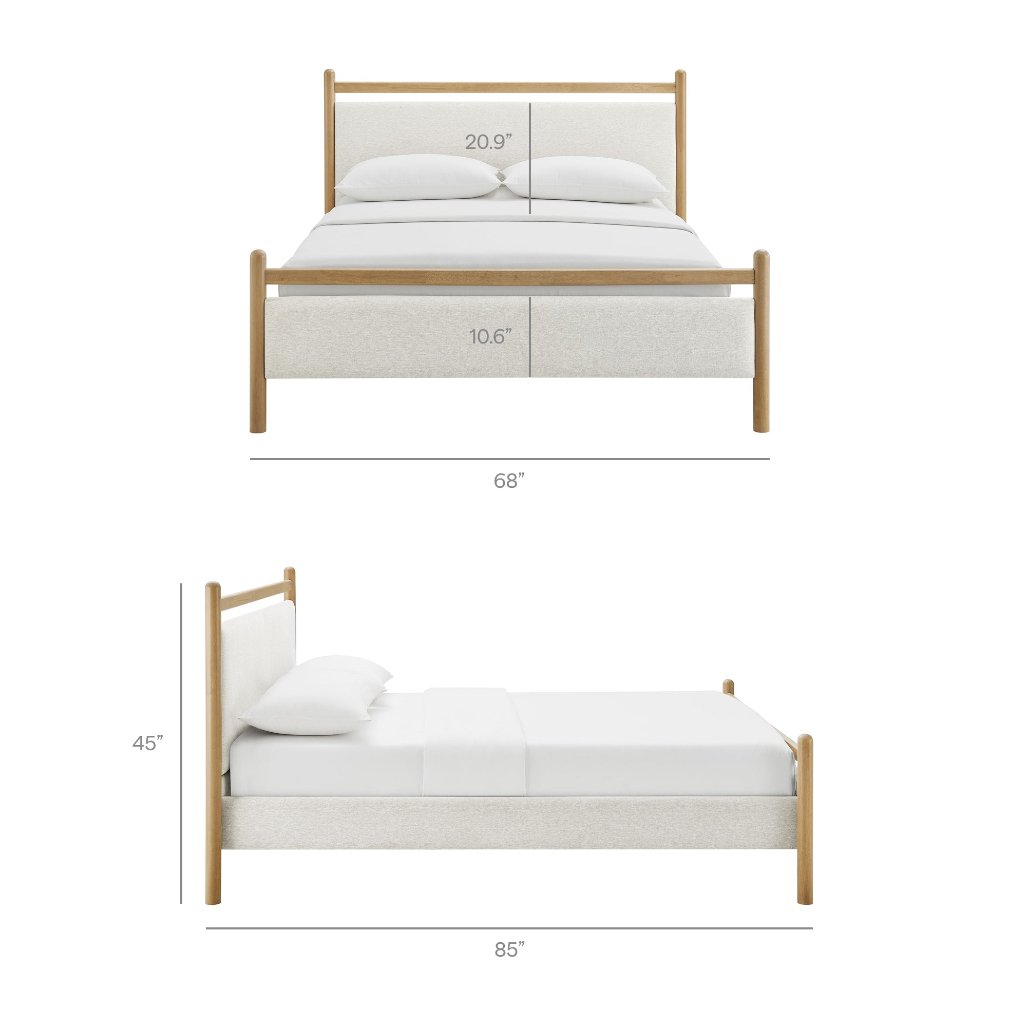 Ginny Queen Size Platform Bed Frame - Light Oak Heathered Ivory