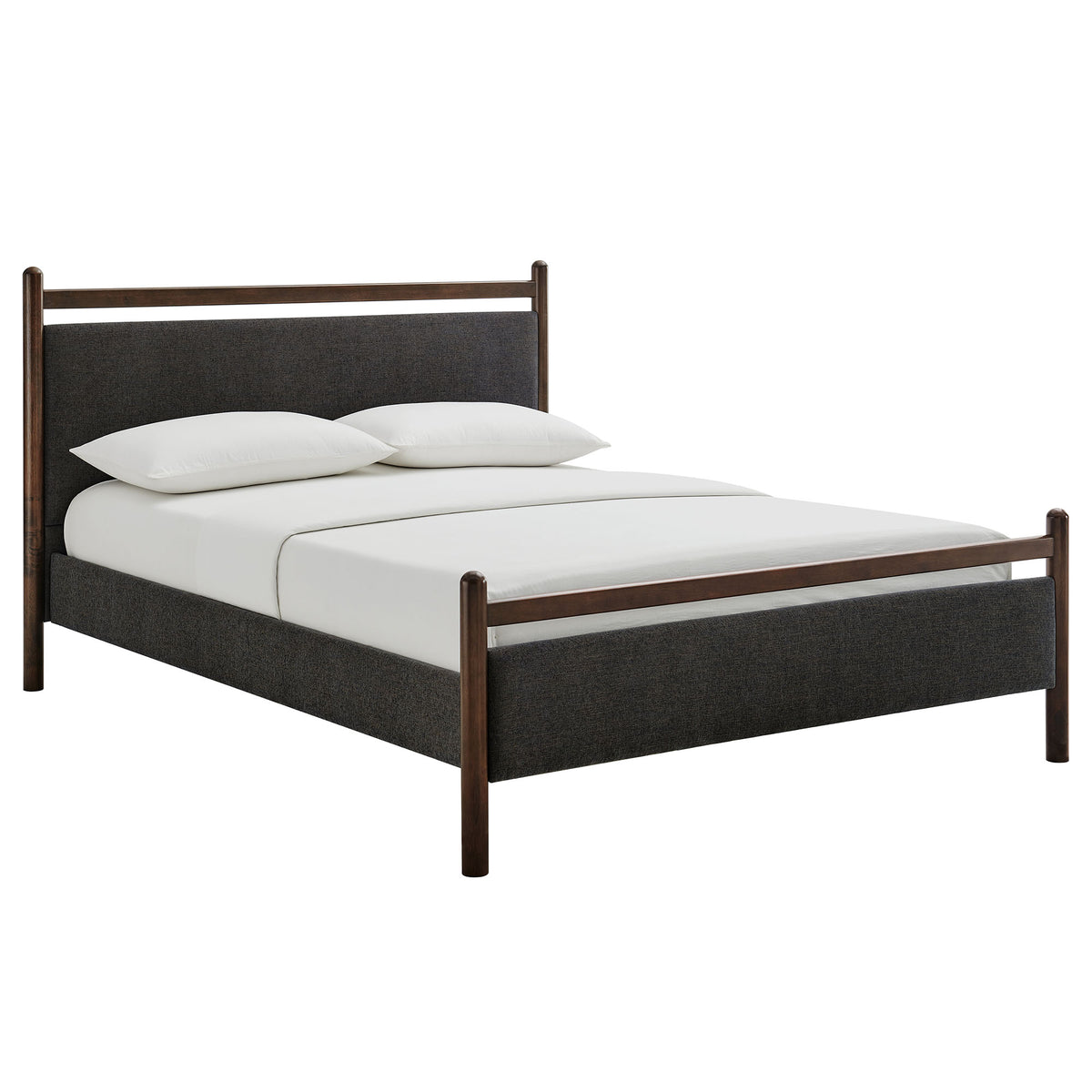 Ginny Queen Size Platform Bed Frame - Wenge Heathered Dark Gray