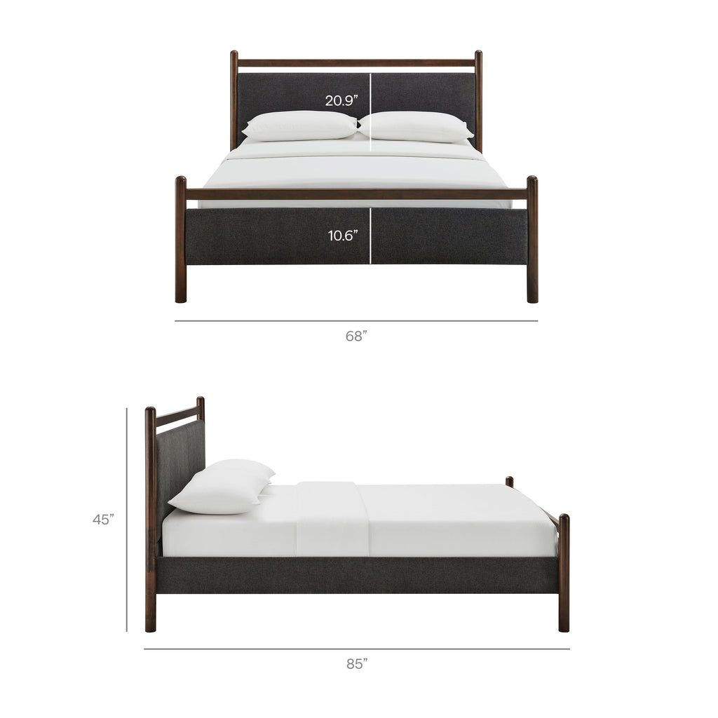 Ginny Queen Size Platform Bed Frame - Wenge Heathered Dark Gray