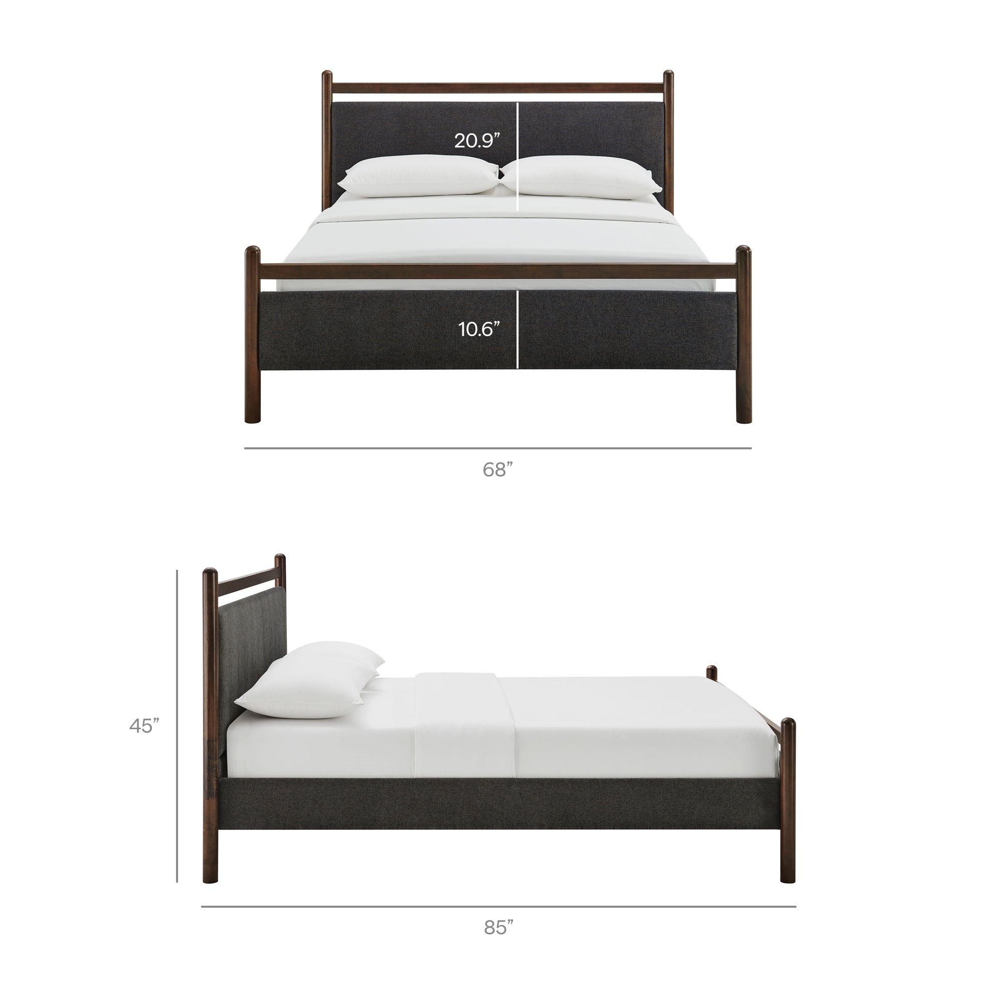 Ginny Queen Size Platform Bed Frame - Wenge Heathered Dark Gray