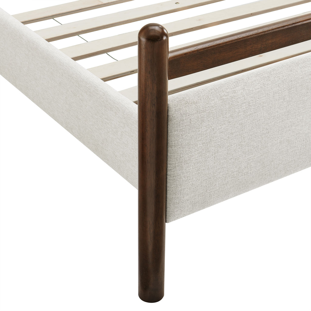 Ginny Queen Size Platform Bed Frame - Wenge Heathered Ivory