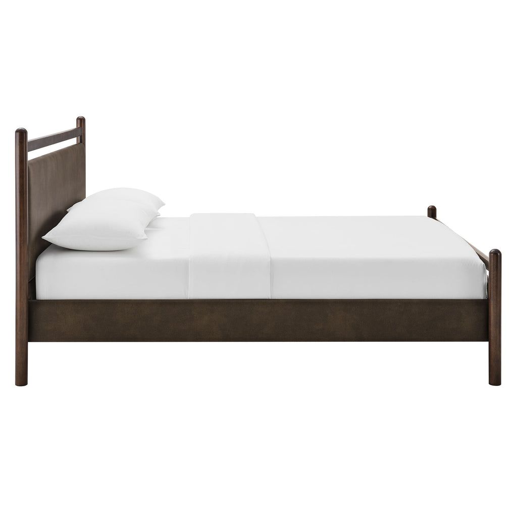 Ginny Queen Size Vegan Leather Platform Bed Frame - Wenge Mushroom