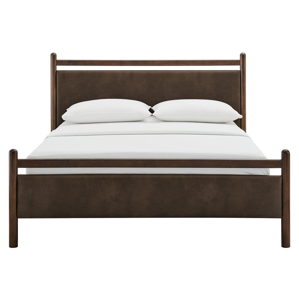 Ginny Queen Size Vegan Leather Platform Bed Frame - Wenge Mushroom