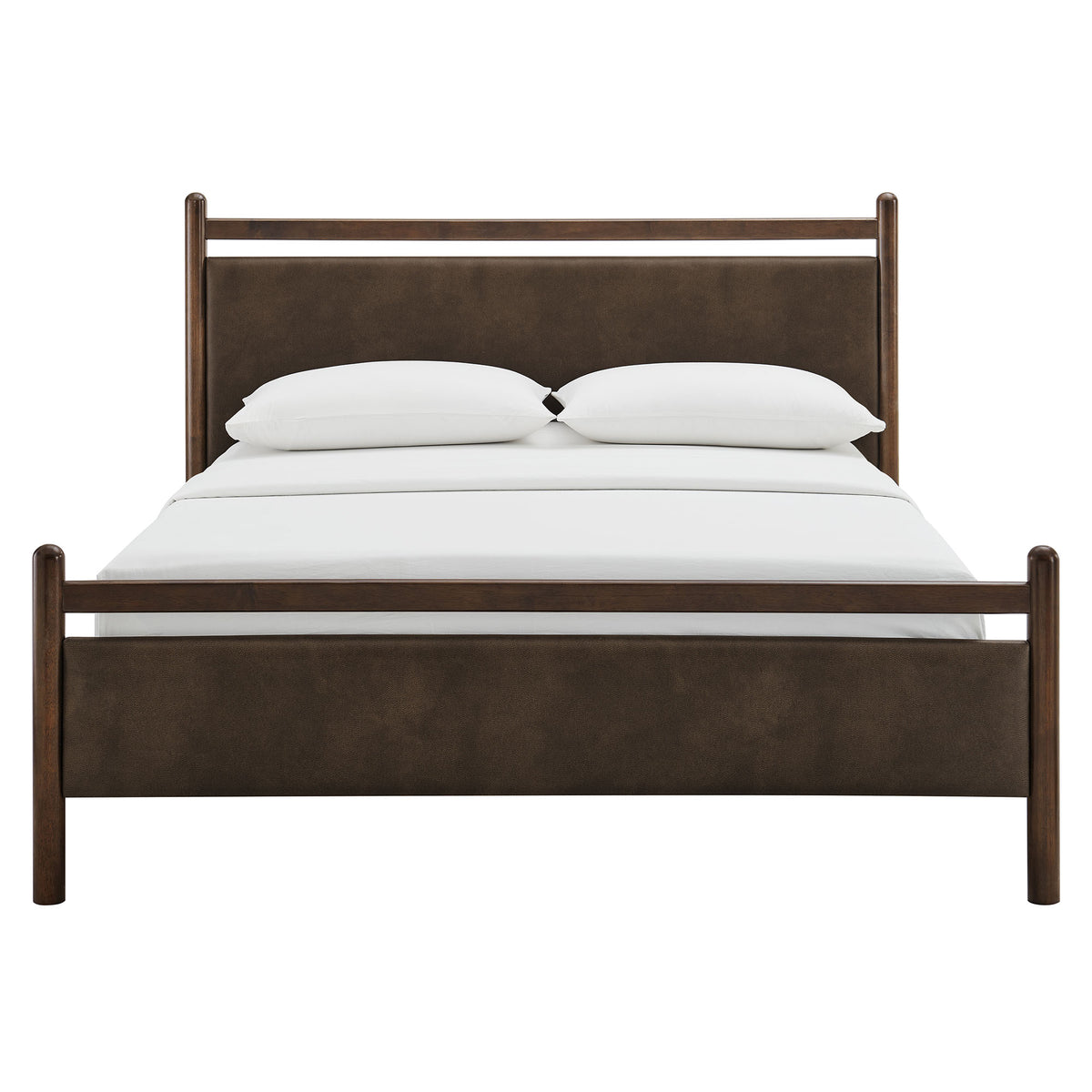 Ginny Queen Size Vegan Leather Platform Bed Frame - Wenge Mushroom