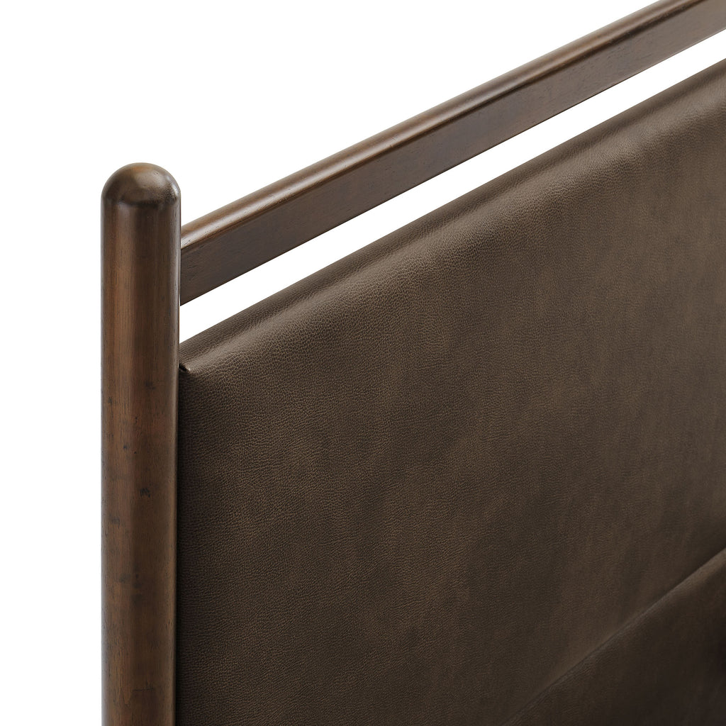 Ginny Queen Size Vegan Leather Platform Bed Frame - Wenge Mushroom
