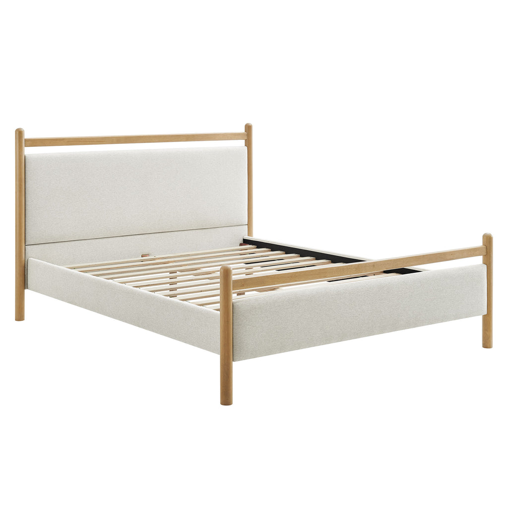 Ginny King Size Platform Bed Frame - Light Oak Heathered Ivory