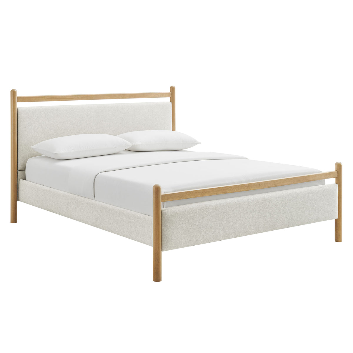 Ginny King Size Platform Bed Frame - Light Oak Heathered Ivory