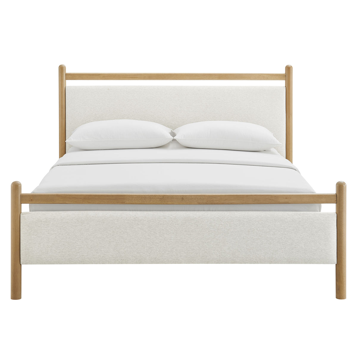Ginny King Size Platform Bed Frame - Light Oak Heathered Ivory