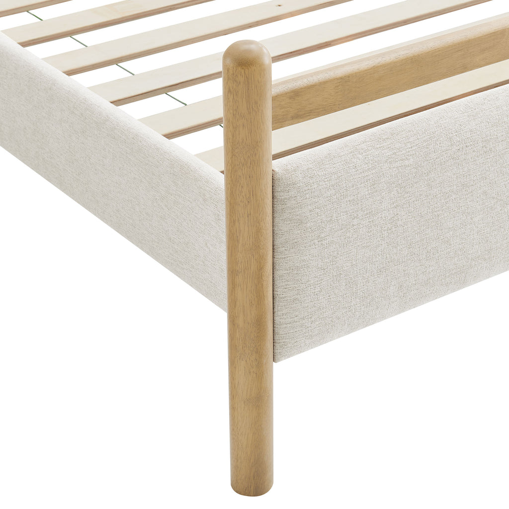 Ginny King Size Platform Bed Frame - Light Oak Heathered Ivory