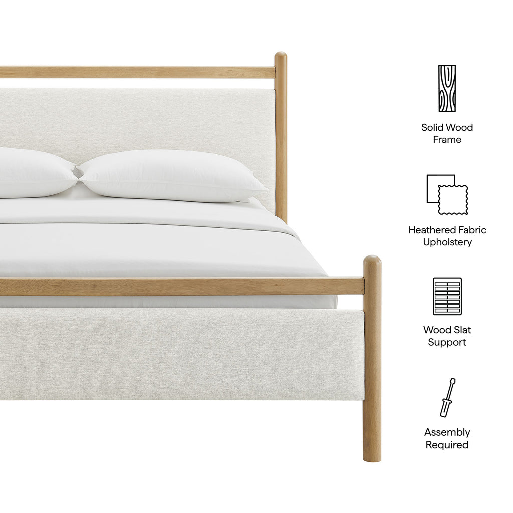 Ginny King Size Platform Bed Frame - Light Oak Heathered Ivory