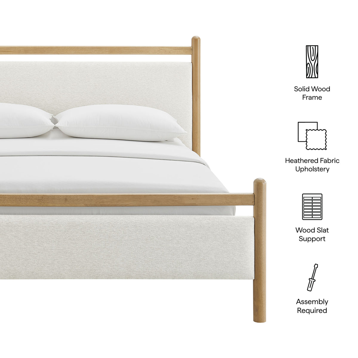 Ginny King Size Platform Bed Frame - Light Oak Heathered Ivory