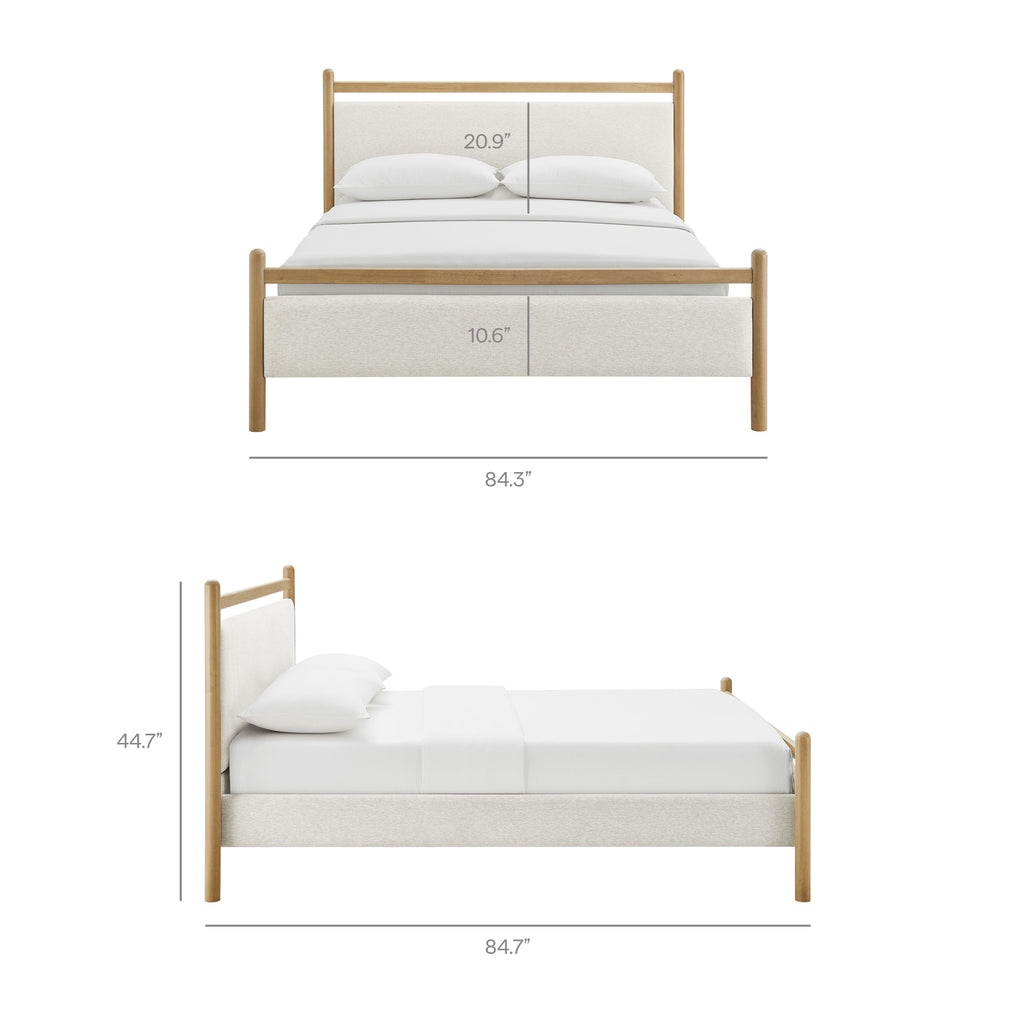Ginny King Size Platform Bed Frame - Light Oak Heathered Ivory