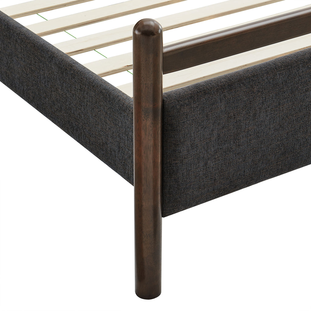 Ginny King Size Platform Bed Frame - Wenge Heathered Dark Gray