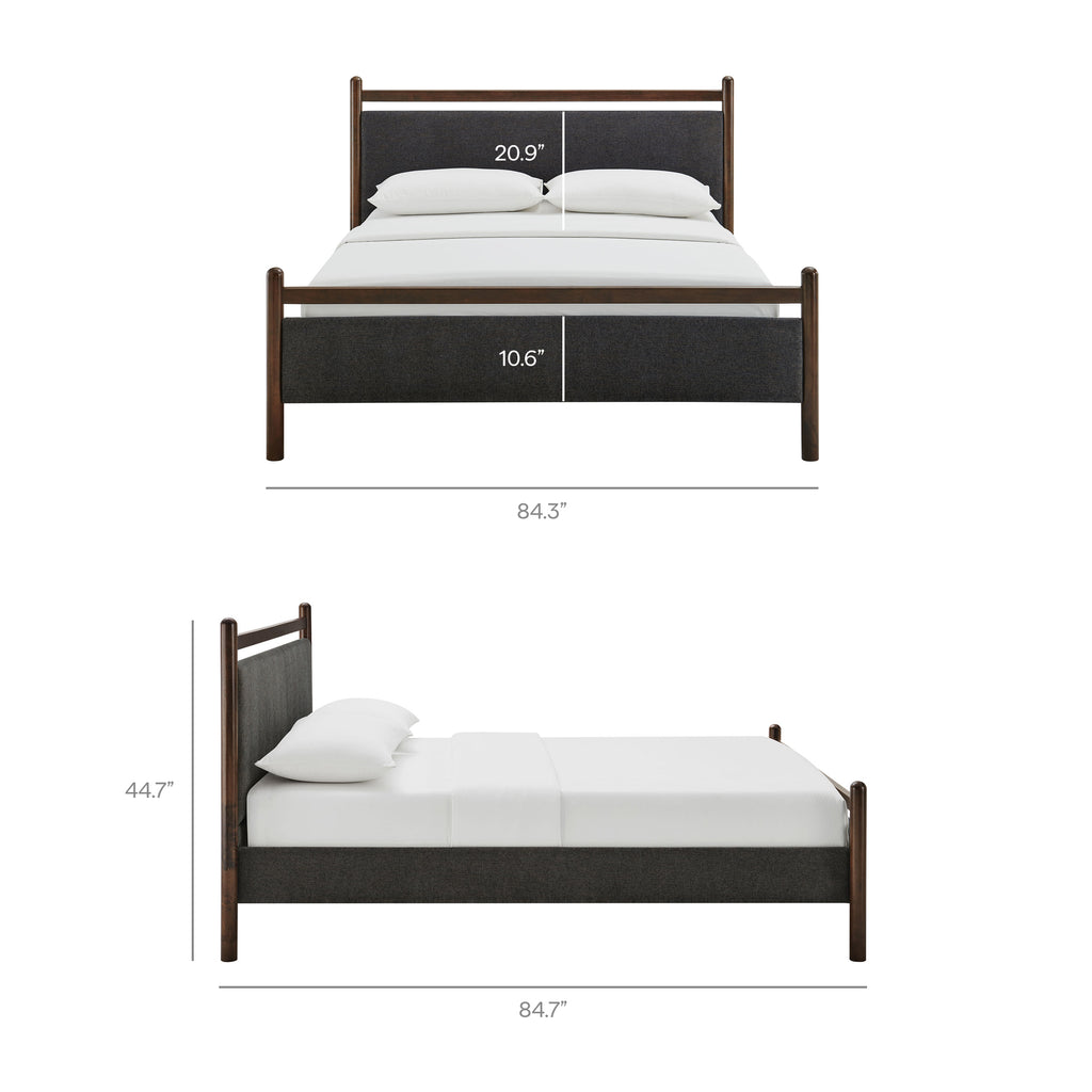 Ginny King Size Platform Bed Frame - Wenge Heathered Dark Gray