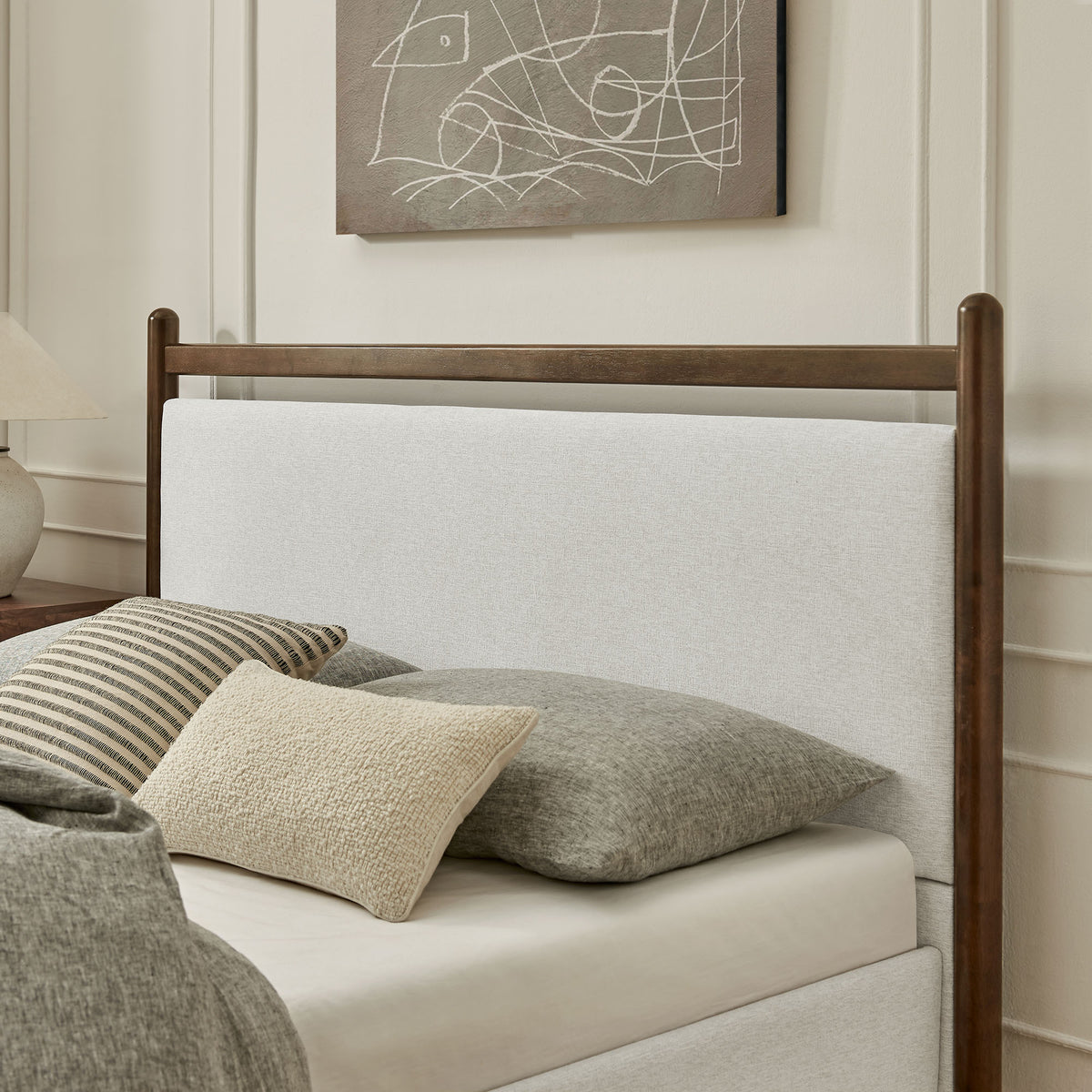 Ginny King Size Platform Bed Frame - Wenge Heathered Ivory