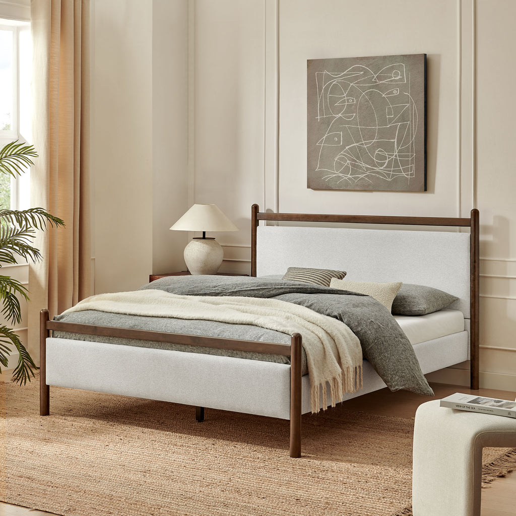 Ginny King Size Platform Bed Frame - Wenge Heathered Ivory