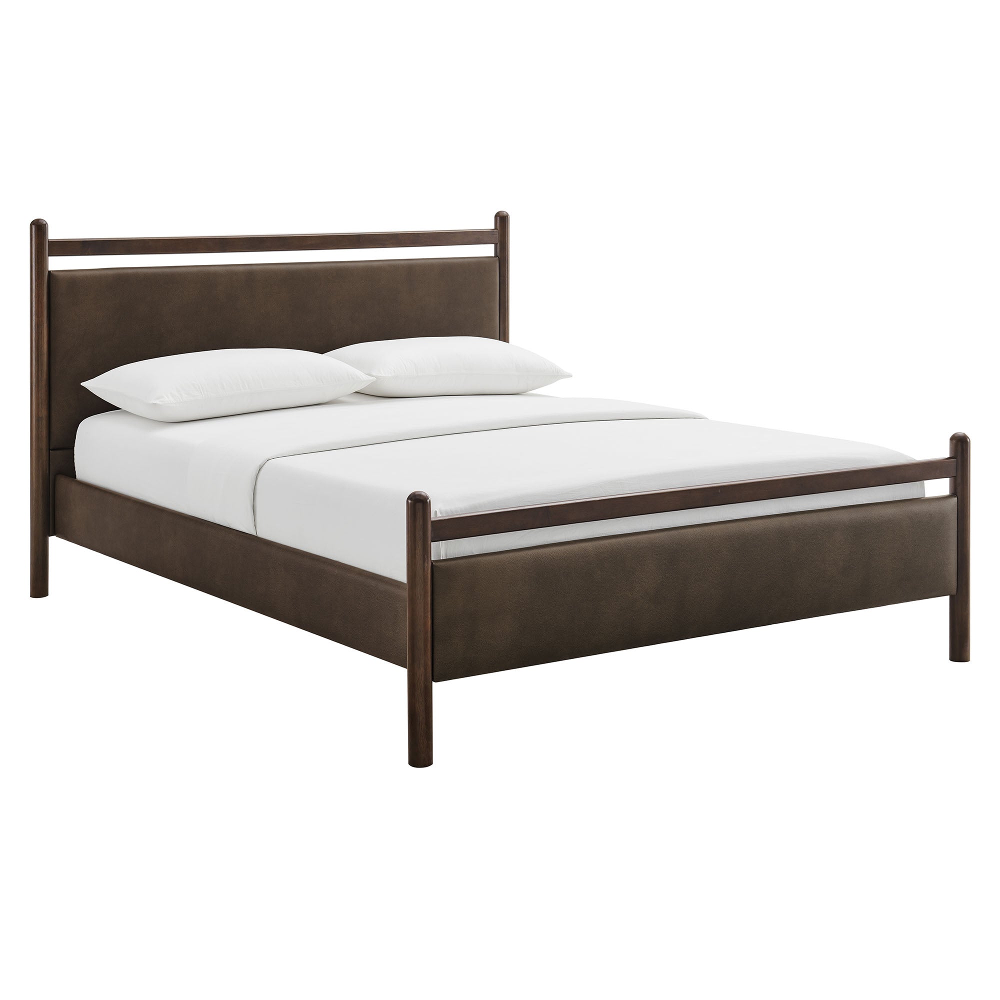 Ginny King Size Vegan Leather Platform Bed Frame - Wenge Mushroom