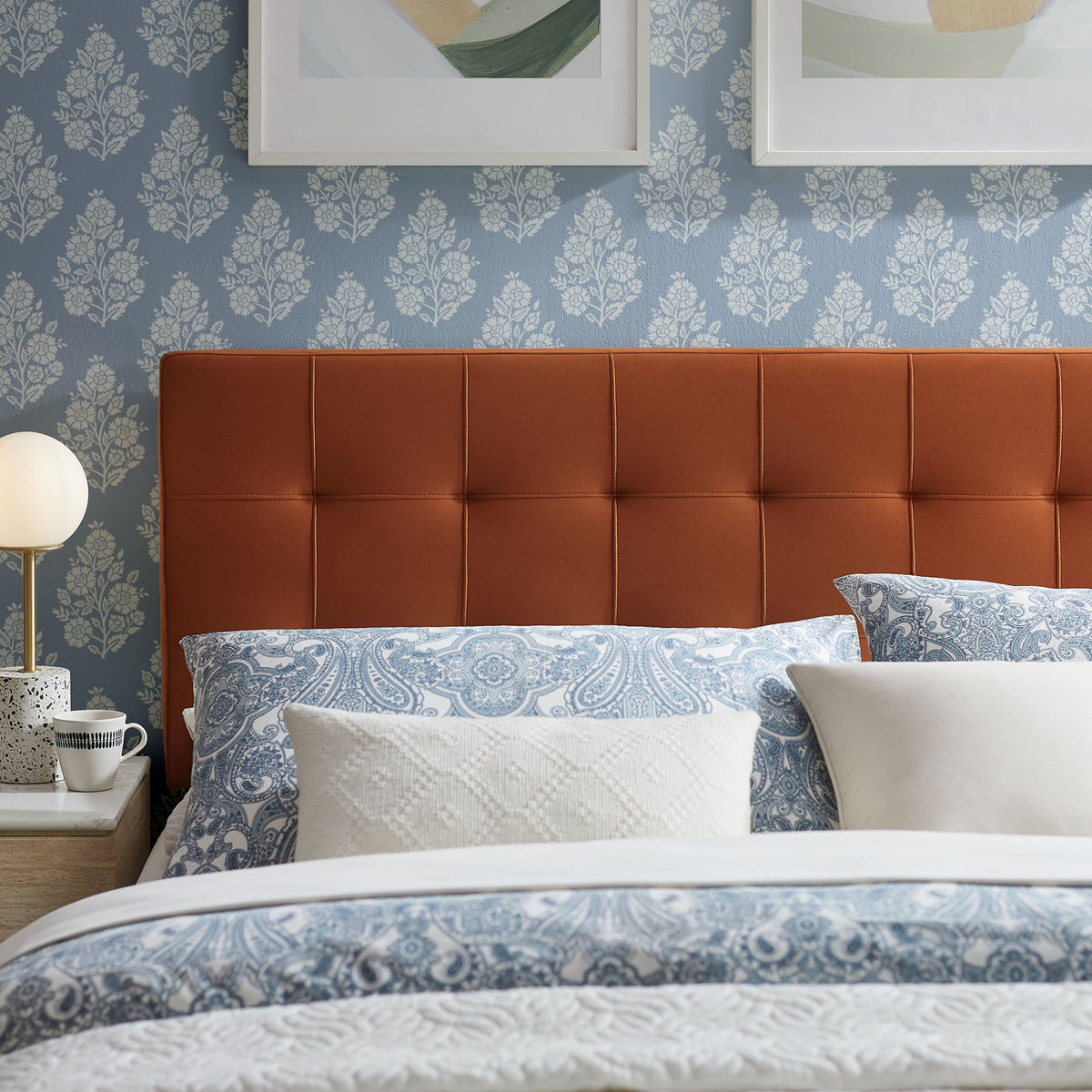 Lily Stain-Resistant Performance Velvet Full Size Headboard - Rust