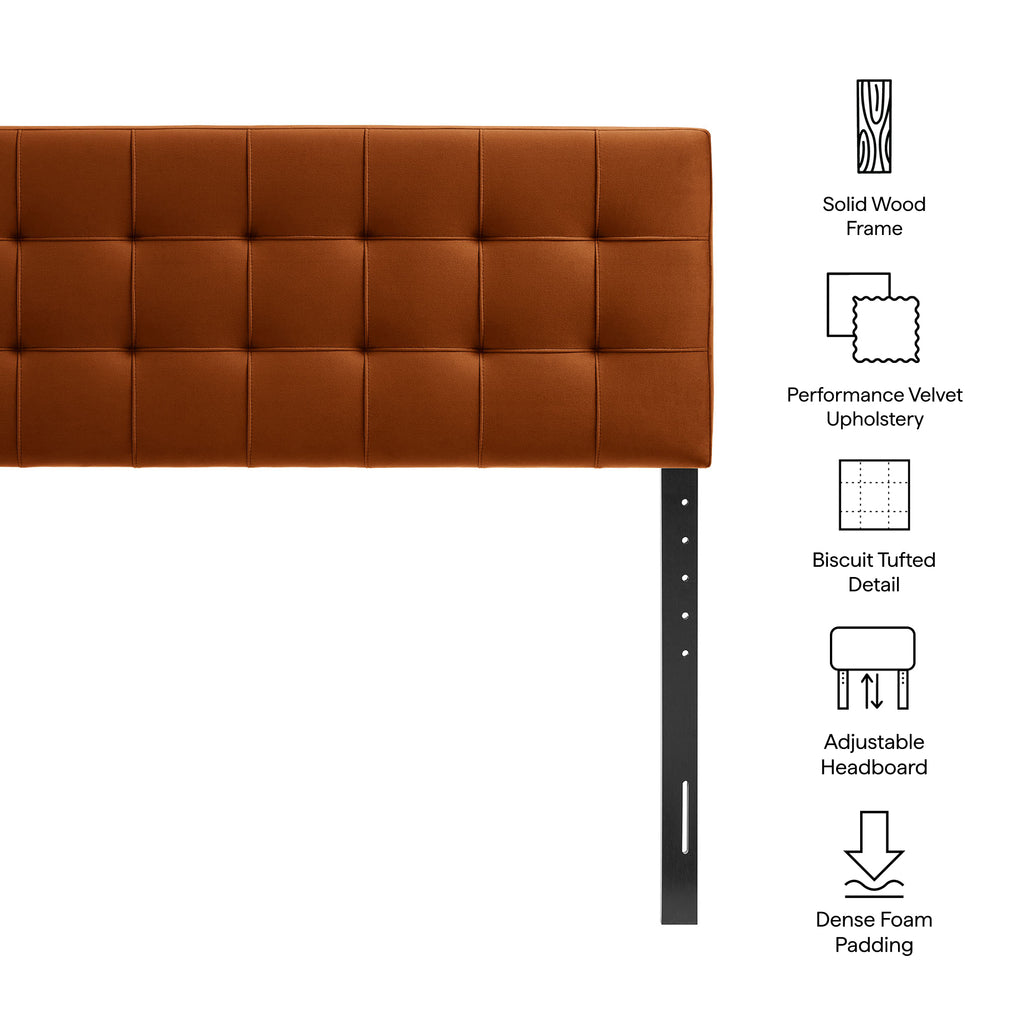 Lily Stain-Resistant Performance Velvet Full Size Headboard - Rust