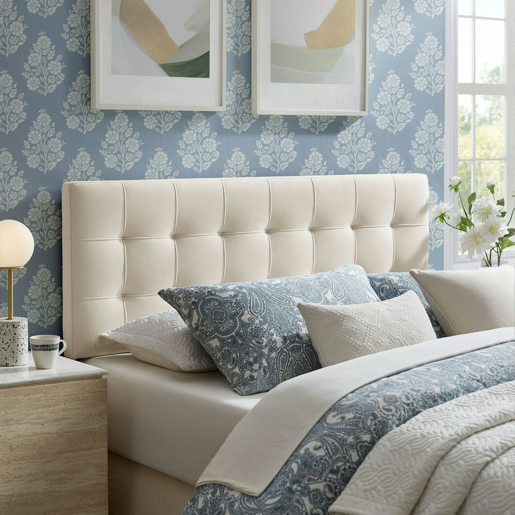 Lily Stain-Resistant Performance Velvet Queen Size Headboard - Alabaster